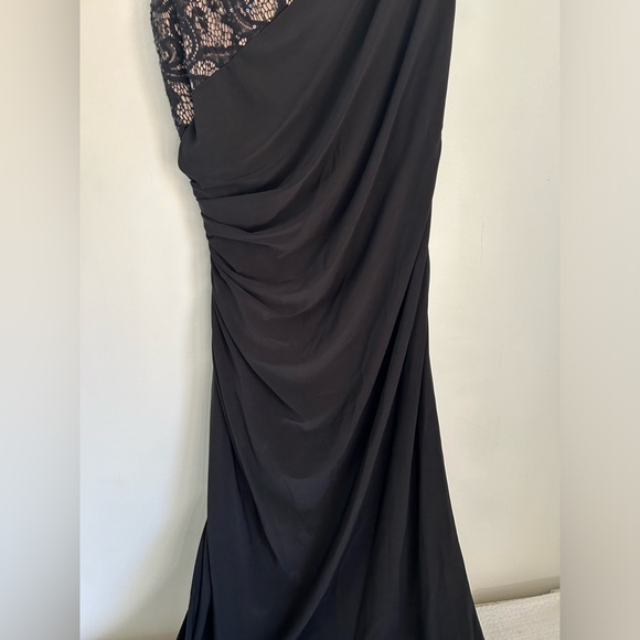 R & M Richards Black One Shoulder Dress with Lace Detail - Picture 7 of 9